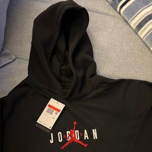 Jordan Black Hoodie with Red Logo and pants